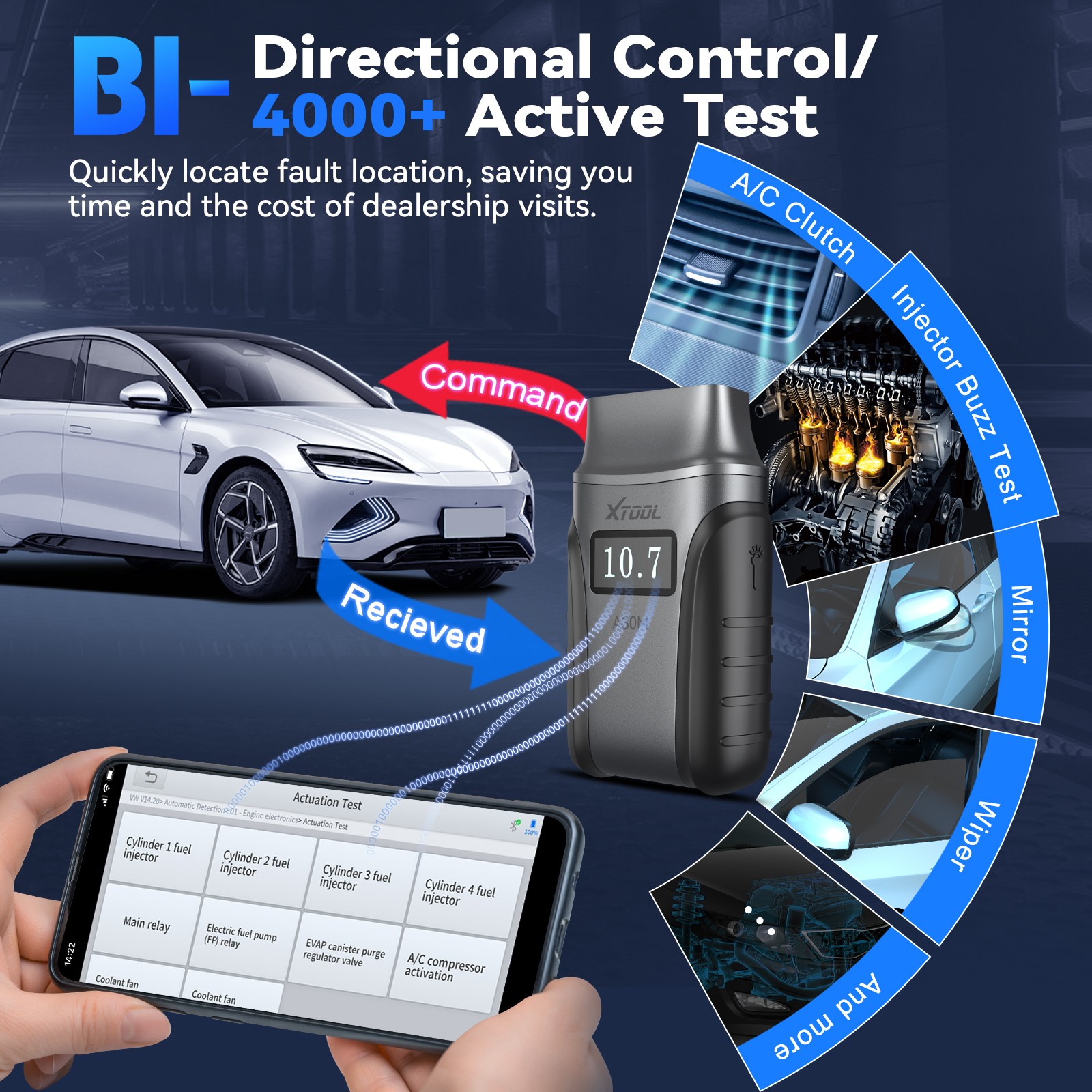 XTOOL A30M V2.0 Bluetooth Bidirectional Diagnostic Tool OBD2 Scanner 26+ Service