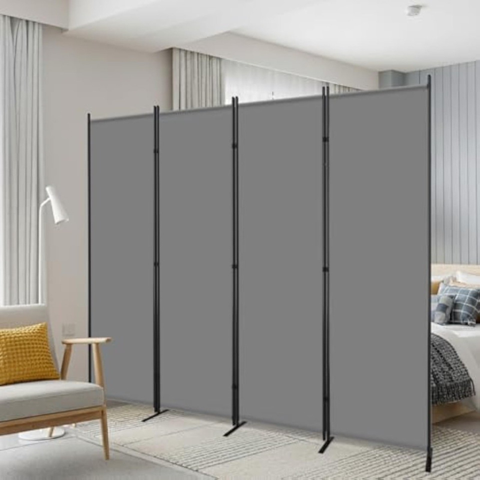 4 Panel Room Divider 6FT Home Wall Partition Screen Folding Divider Freestanding