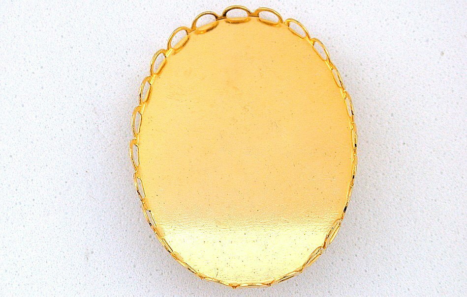 40x30 40mm x 30MM CABOCHON CAB GEM LACE GOLDPLATED  PIN BROOCH MOUNTING CF488