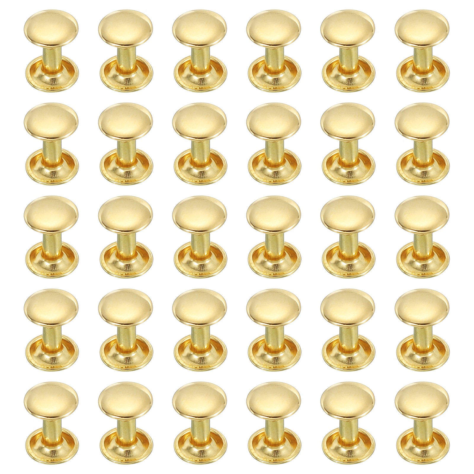 100 Sets Double Cap Leather Rivets, 8x10mm Round Cap Metal Studs, Gold
