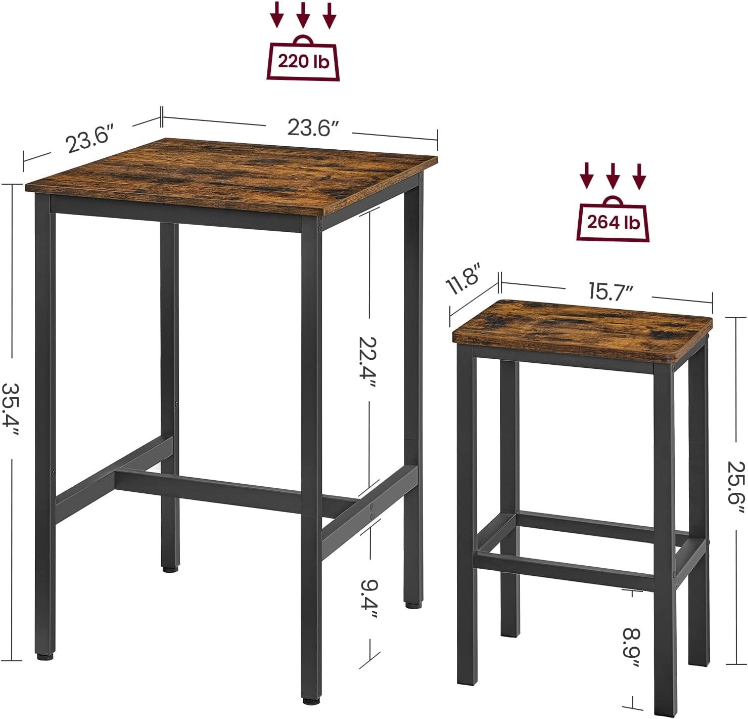 Stylish Dining Pub Set for 2 - Compact Bar Table with Stools for Small Spaces
