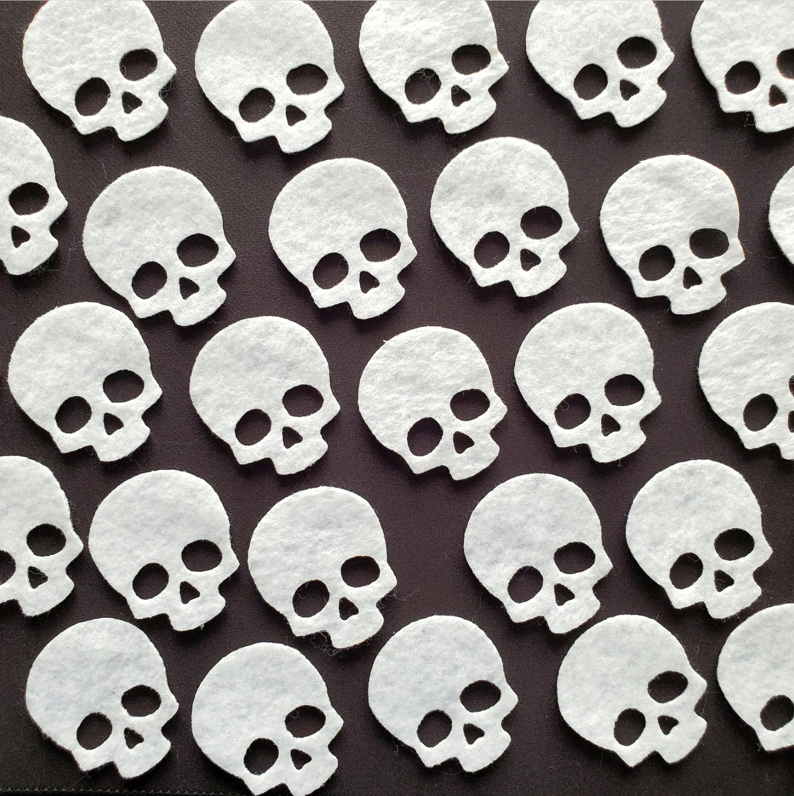 50 Pre-cut Felt Skulls | Precut Shapes for DIY Sewing Crafts | Die Cut Skull