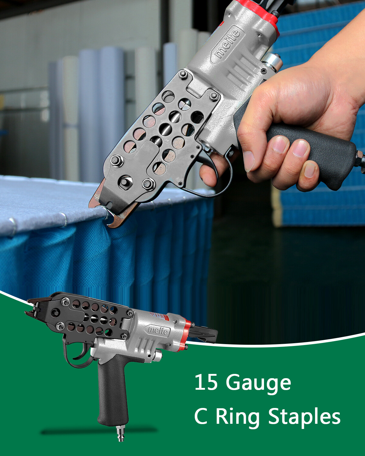 Meite SC7-15GA 3/4" C/Hog Ring Staples in Gal/Stainless Steel, 2500/10000 Pcs