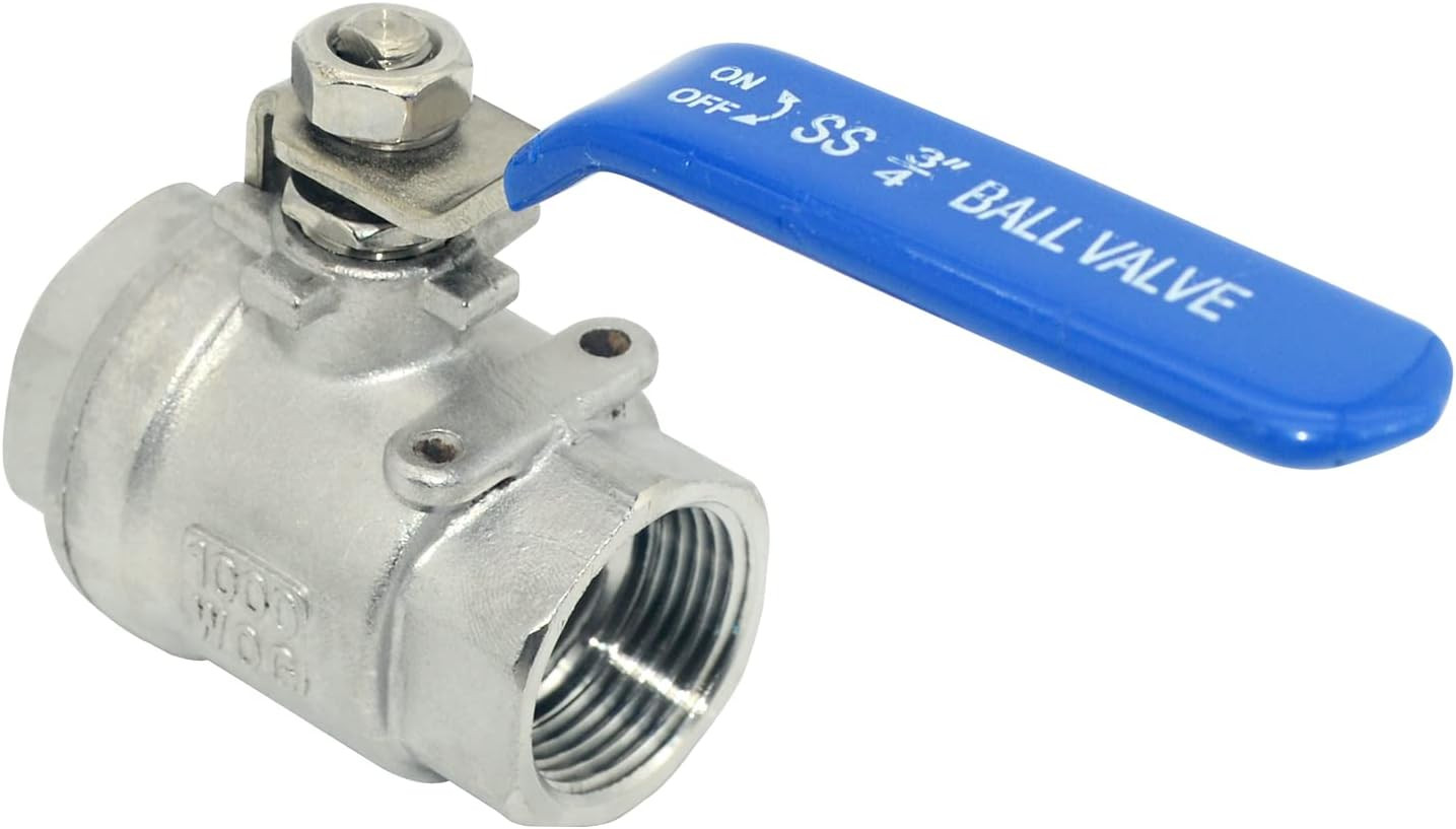 3/4" NPT Female 316 Stainless Steel Full Port Ball Valve Vinyl Handle WOG1000