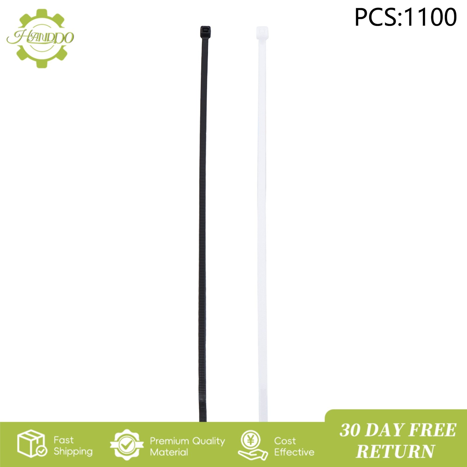 1100Pack Self-locking Zip Ties Heavy Duty with 50 lbs 1000 Black + 100 White