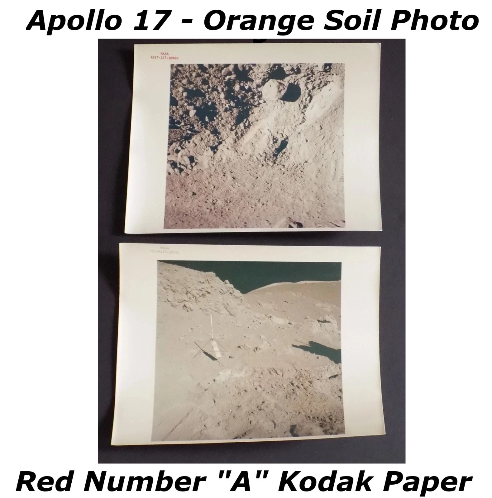 Apollo 17 NASA Original Photograph Type 1 Never Seen Lunar Surface Orange Soil