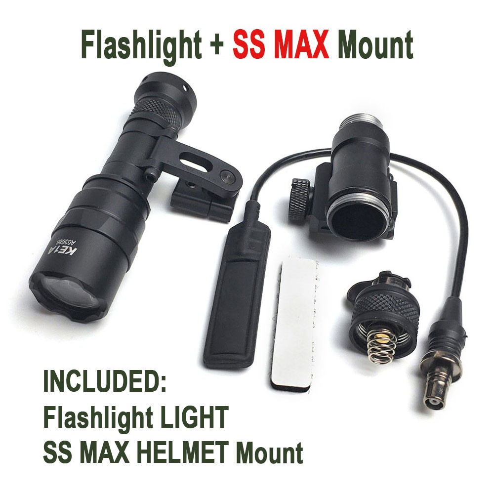 Tactical Mini M300B LED Flashlight Rifle with Switch +SS MA-X Helmet Light Mount