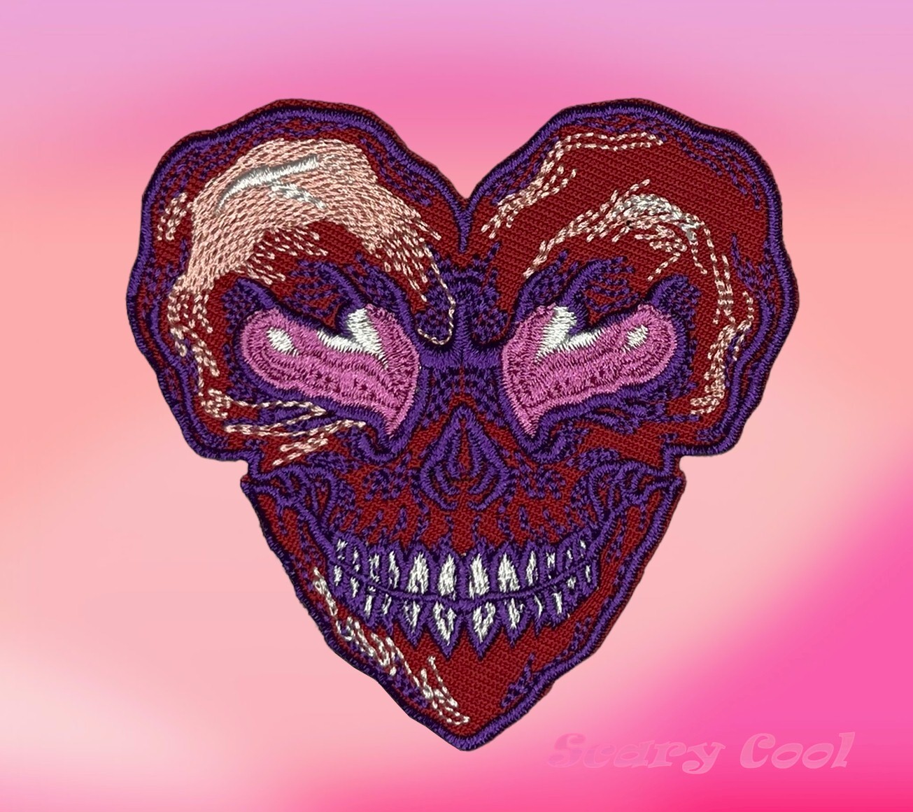 New Skull Heart Human Biker Motorcycle Embroidered Iron On Patch