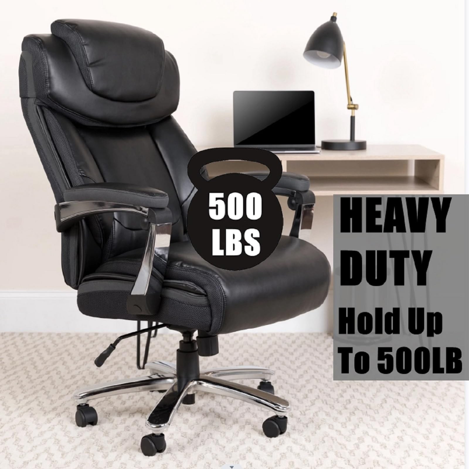 500LBS Office Chair Tilt Control Mechanism Swivel Base 6x10.2 Inch Holes Black