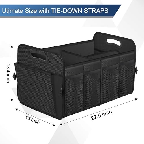 Car Trunk Organizer, Trunk Storage Organizer with 72L Capacity Large Black