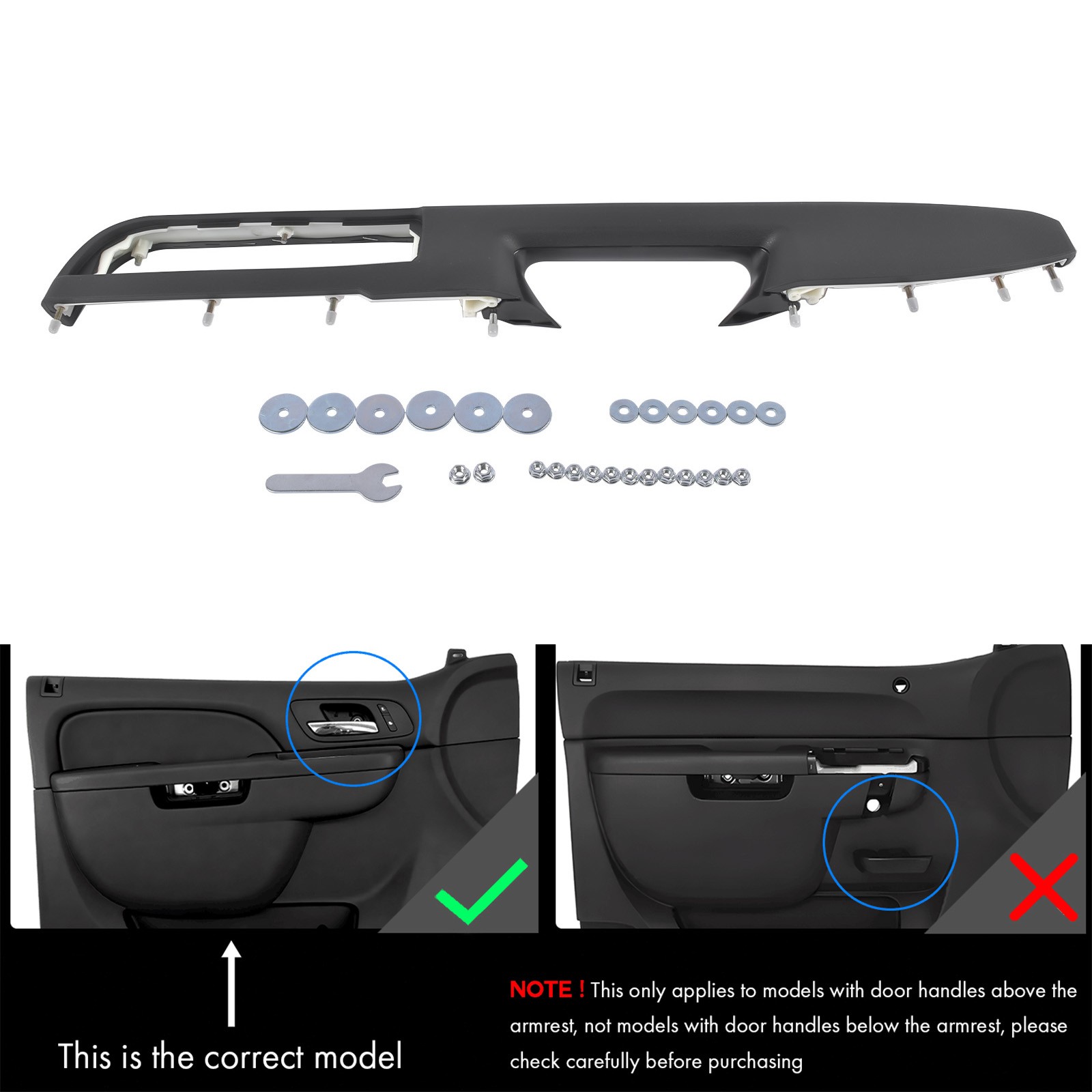 Left Driver Door Armrest Handle for Chevy Tahoe GMC Yukon 2010-2014