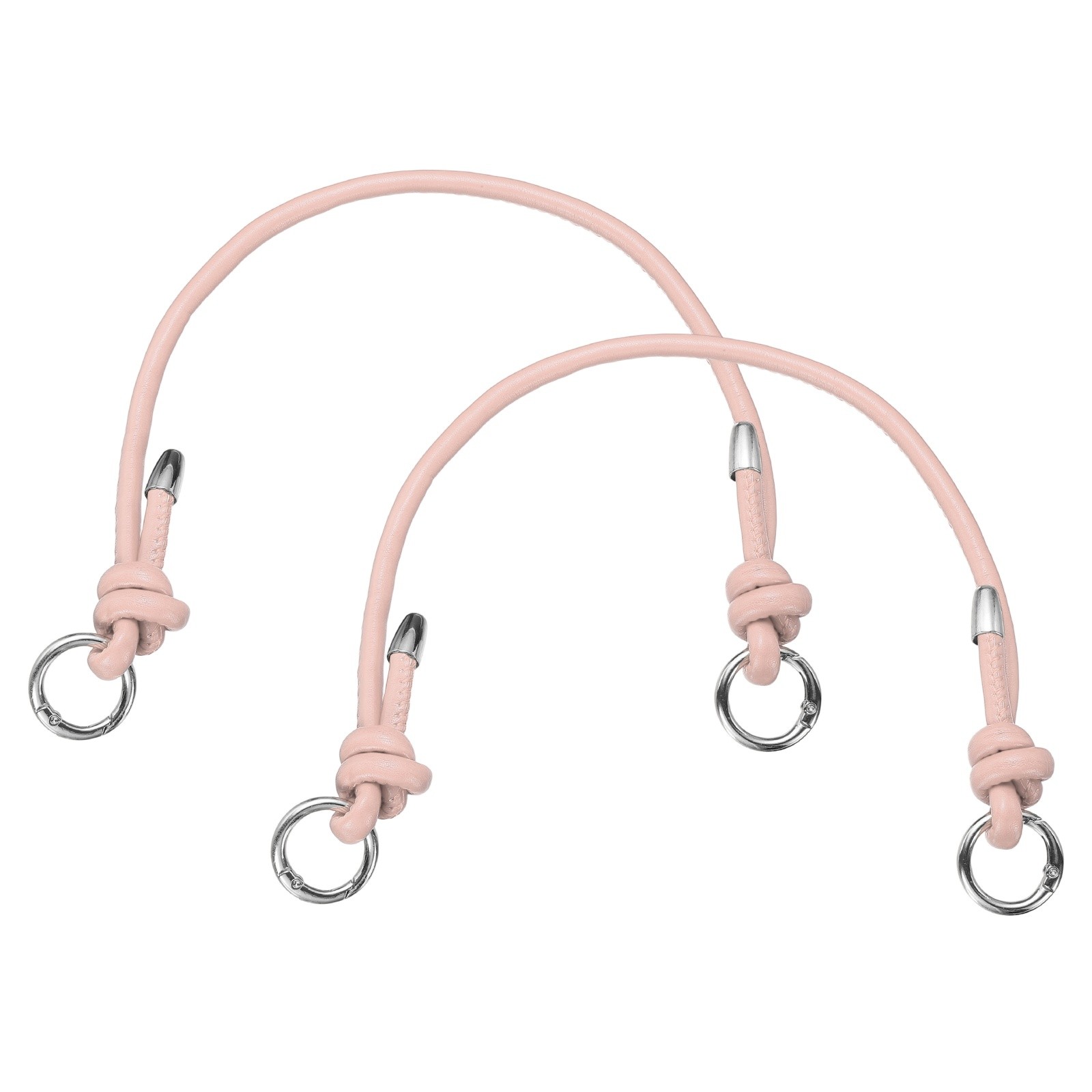 2Pcs Leather Purse Strap, 15.75 Inch PU Bag Handle, Pink, Silver Buckle