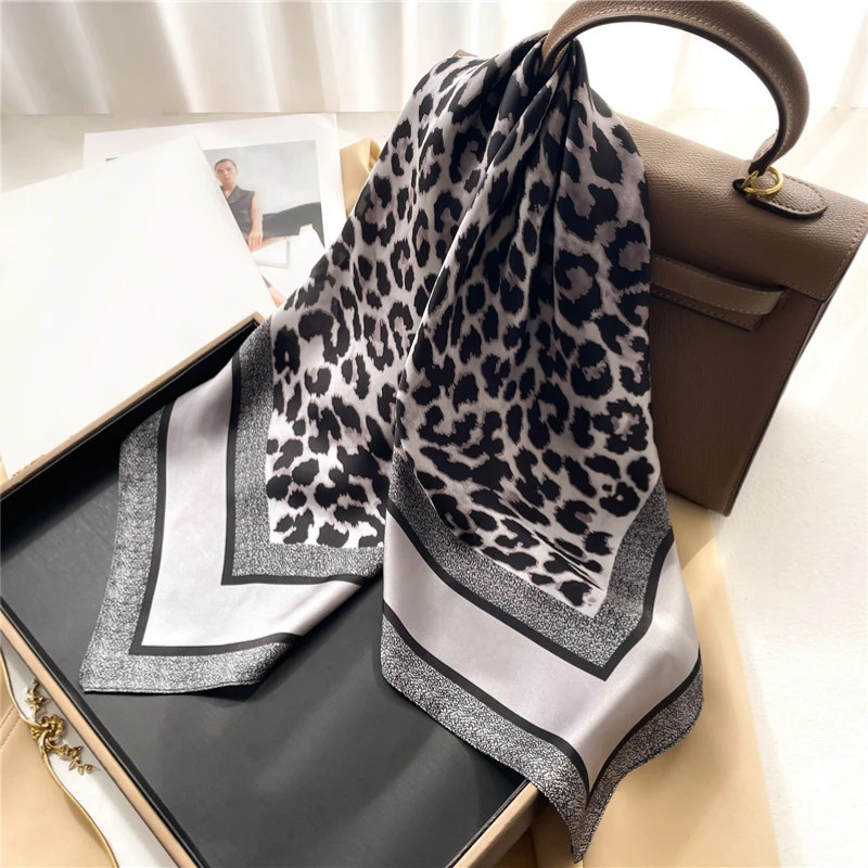 Luxury Silk Feeling Square Scarf Women Satin Shawl Hijab Hair Band Wrap