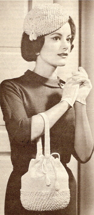 Vintage Dainty Duo Beret and Bag CROCHET PATTERN ONLY