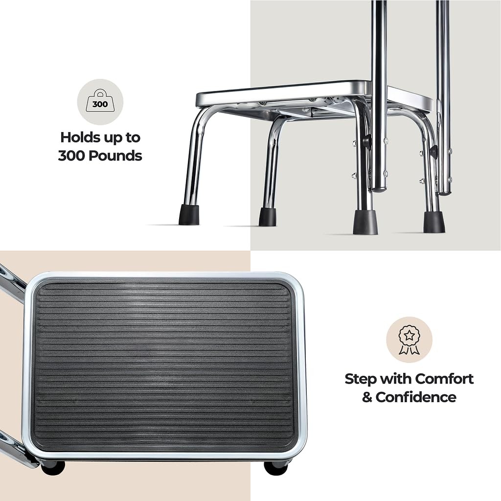 Step Stool with Handle for Adults Step stools with Handle for Elderly for Bed...