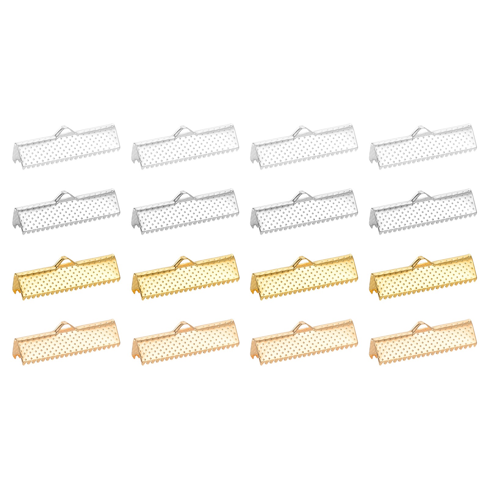 100Pcs 25mm Ribbon Crimp Clamp Ends, Fasteners Clasp Crimp Ends, 4 Colors