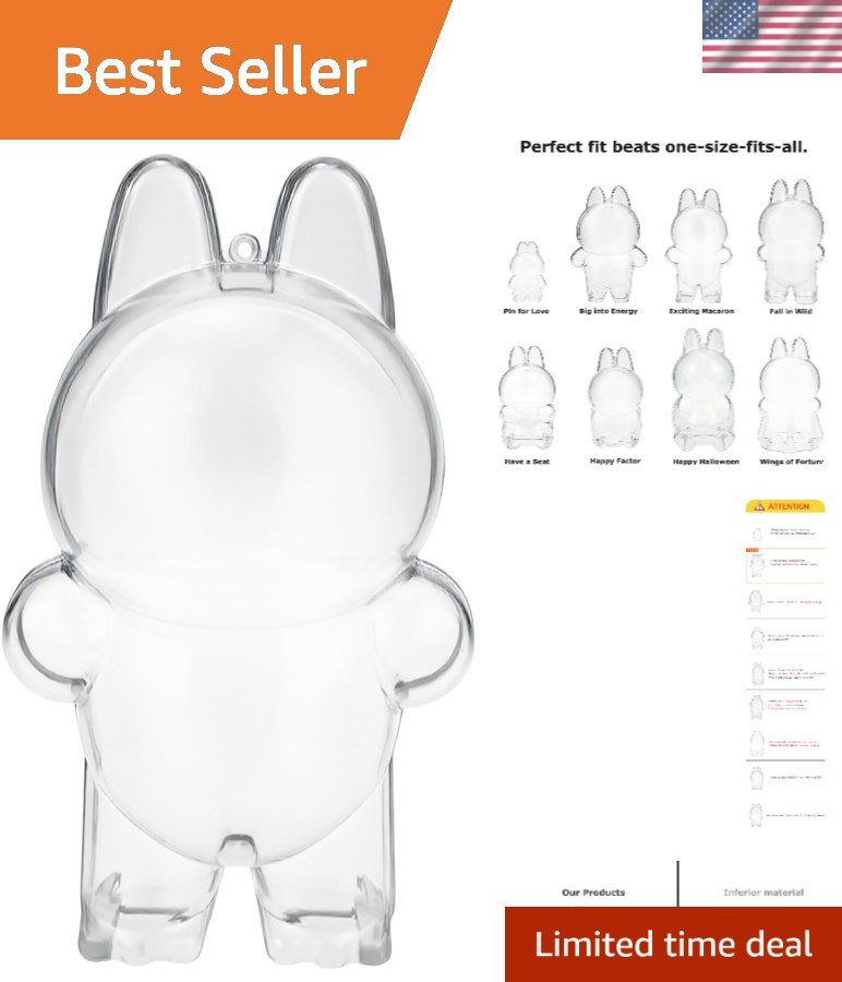 Elegant Rabbit-Shaped Acrylic Display Case for Plush Dolls with Silicone Strap