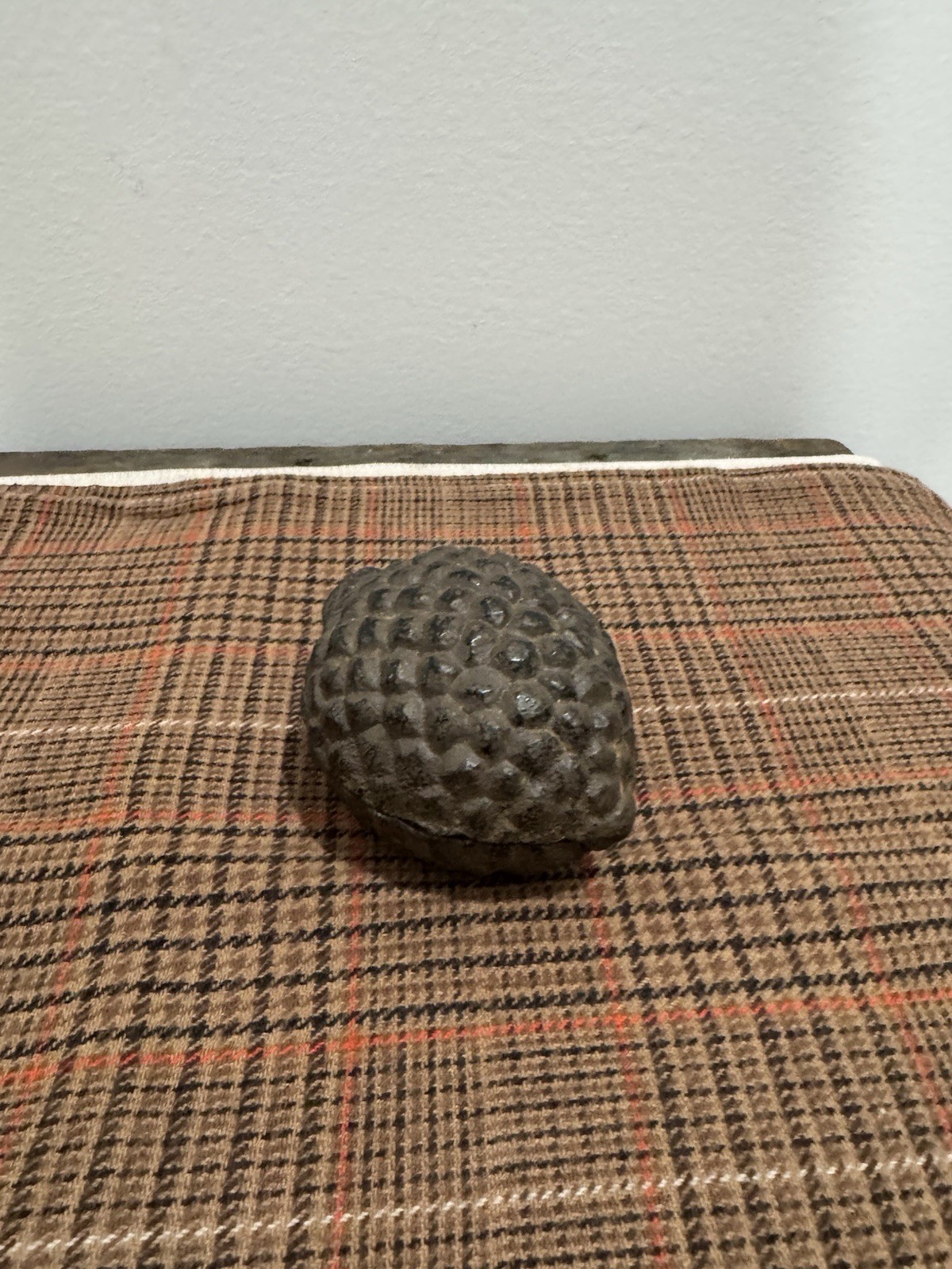 Vintage Cast Iron Trinket Box Pine Cone4”