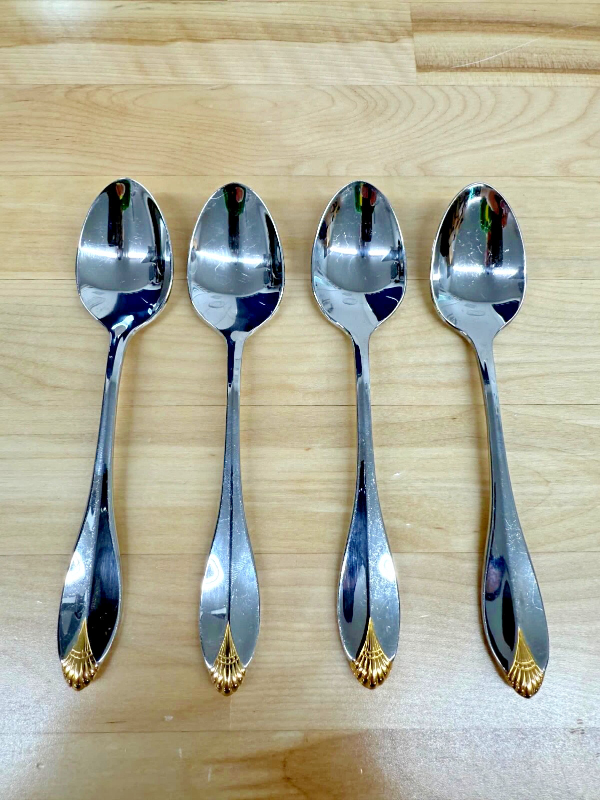 Oneida Community Golden Kingswood Lot of 4 Spoons Stainless Flatware