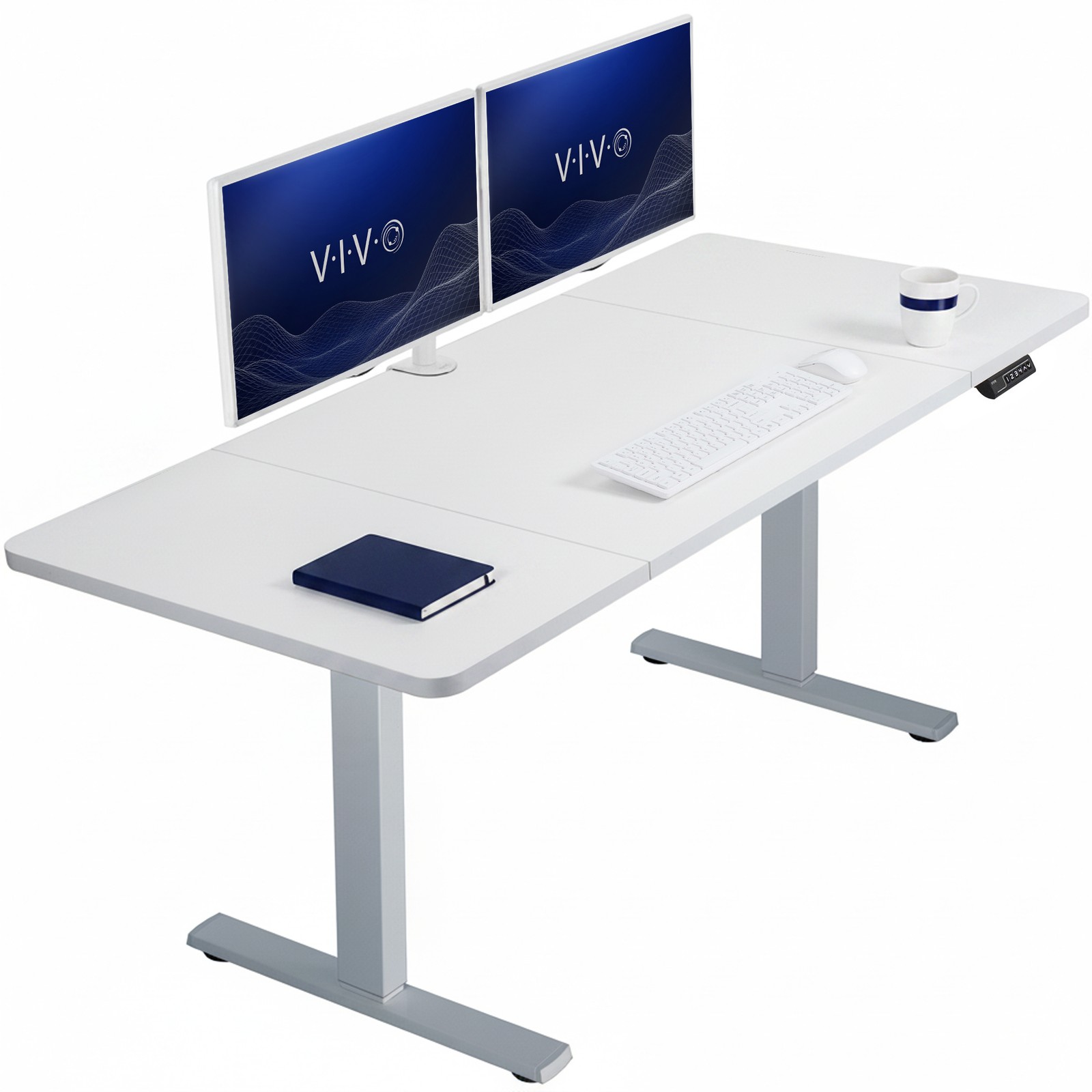 VIVO Electric 60” x 30” Stand Up Desk Workstation, White Table Top, Gray Frame