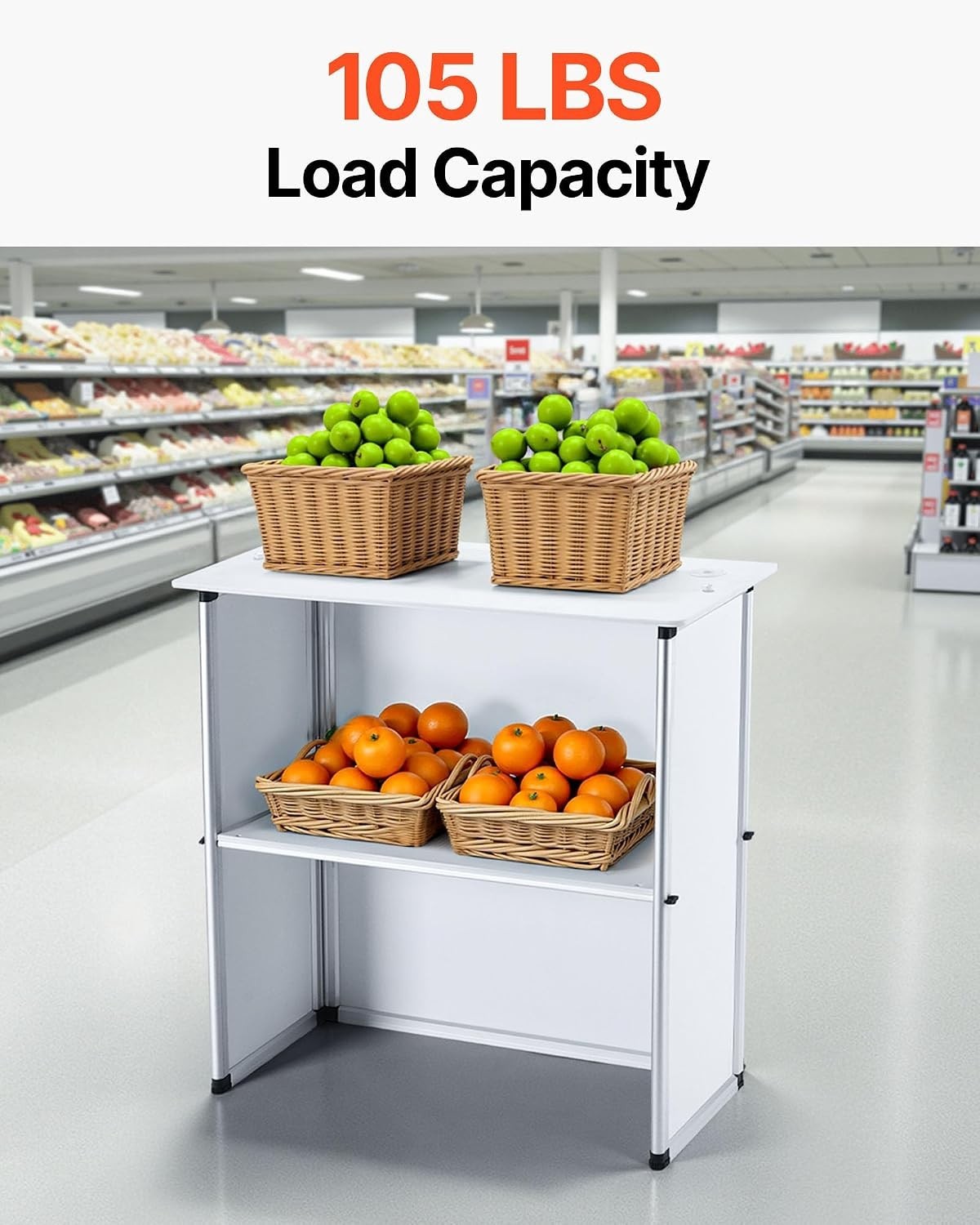Versatile Display Exhibition Counter Stand in White - Quick Assembly & Storage