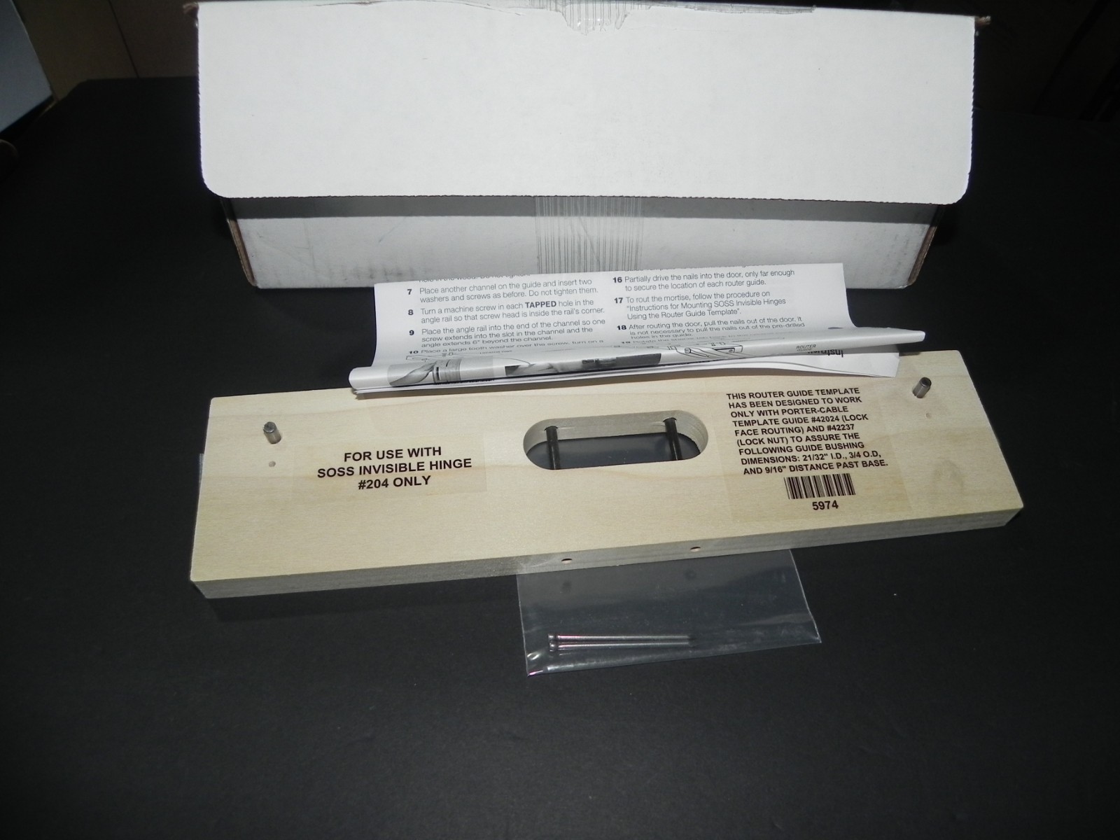 SOSS 208IT Wood Router Guide Template for installing SOSS Model 208 Invisible