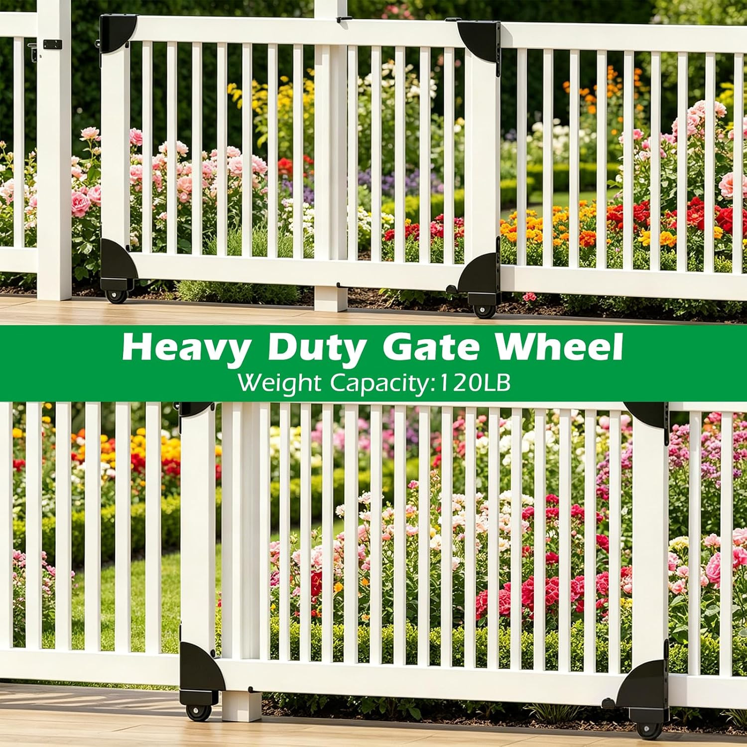 Sliding Gate Kit, Heavy Duty Sliding Gate Hardware for Deck Fence with Roll Whee