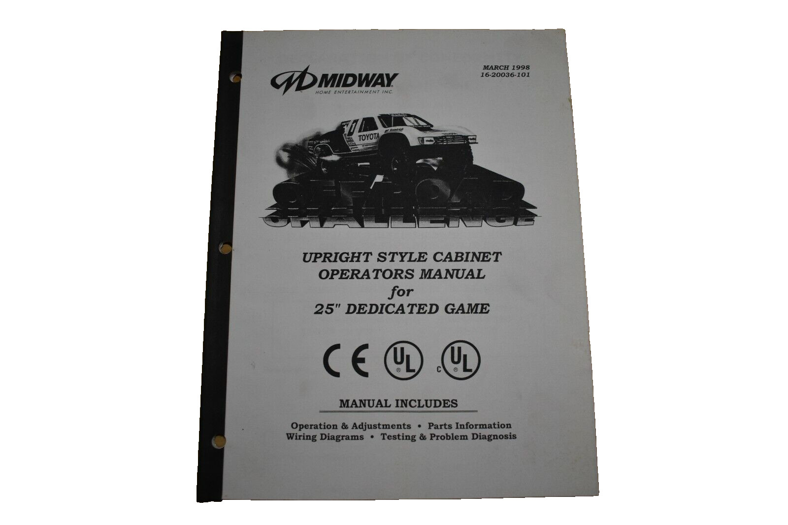Midway Off Road Challenge Video Game upright style operations manual 1998-NOS