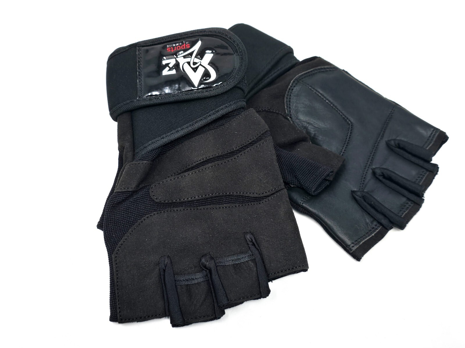Real Leather Padded Gym Gloves Fitness Weightlifting Training Long Wrist Wrap M