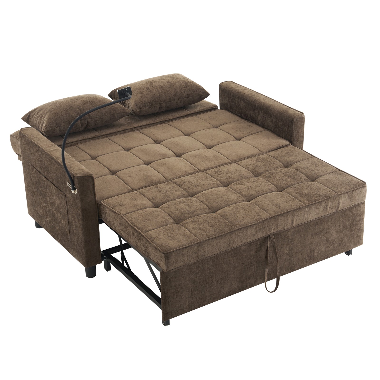 56.9" Loveseat Sofa Pull-out Sofa Bed Sleeper Sofa with a Reversible Backrest