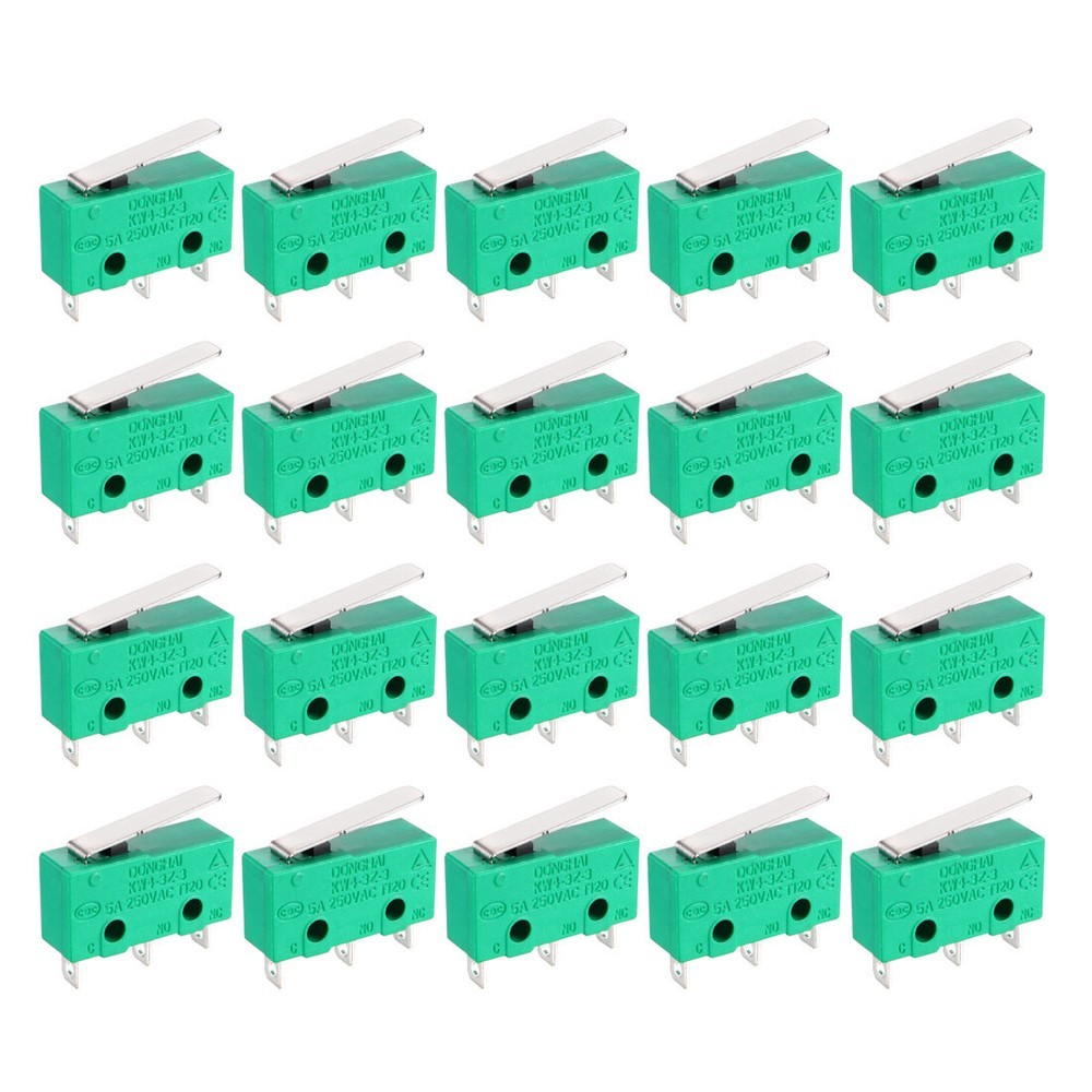20PCS Micro Limit Switch 3 Terminals Momentary Short Straight Lever KW4-3Z-3