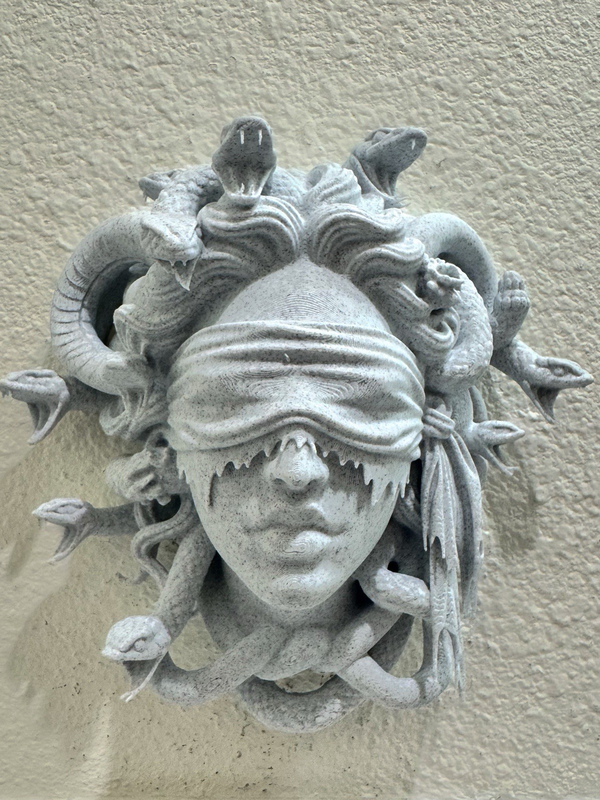 Medusa Wall Sculpture Blindfolded Goddess Stone-Style Gothic Home Decor 3D Print