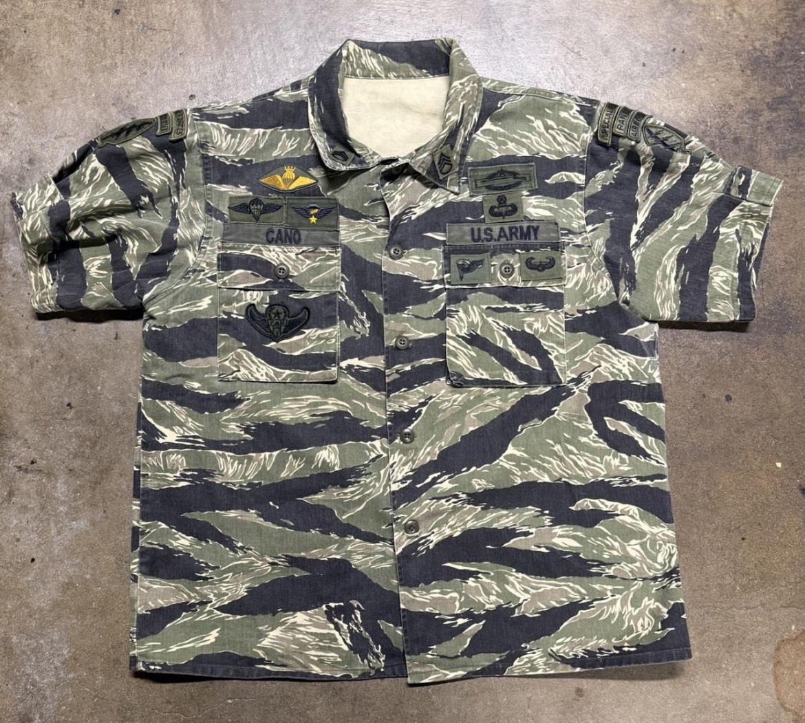Tiger Stripe Reproduction Shirt Size XXL With Veteran Added Insignias 2XL
