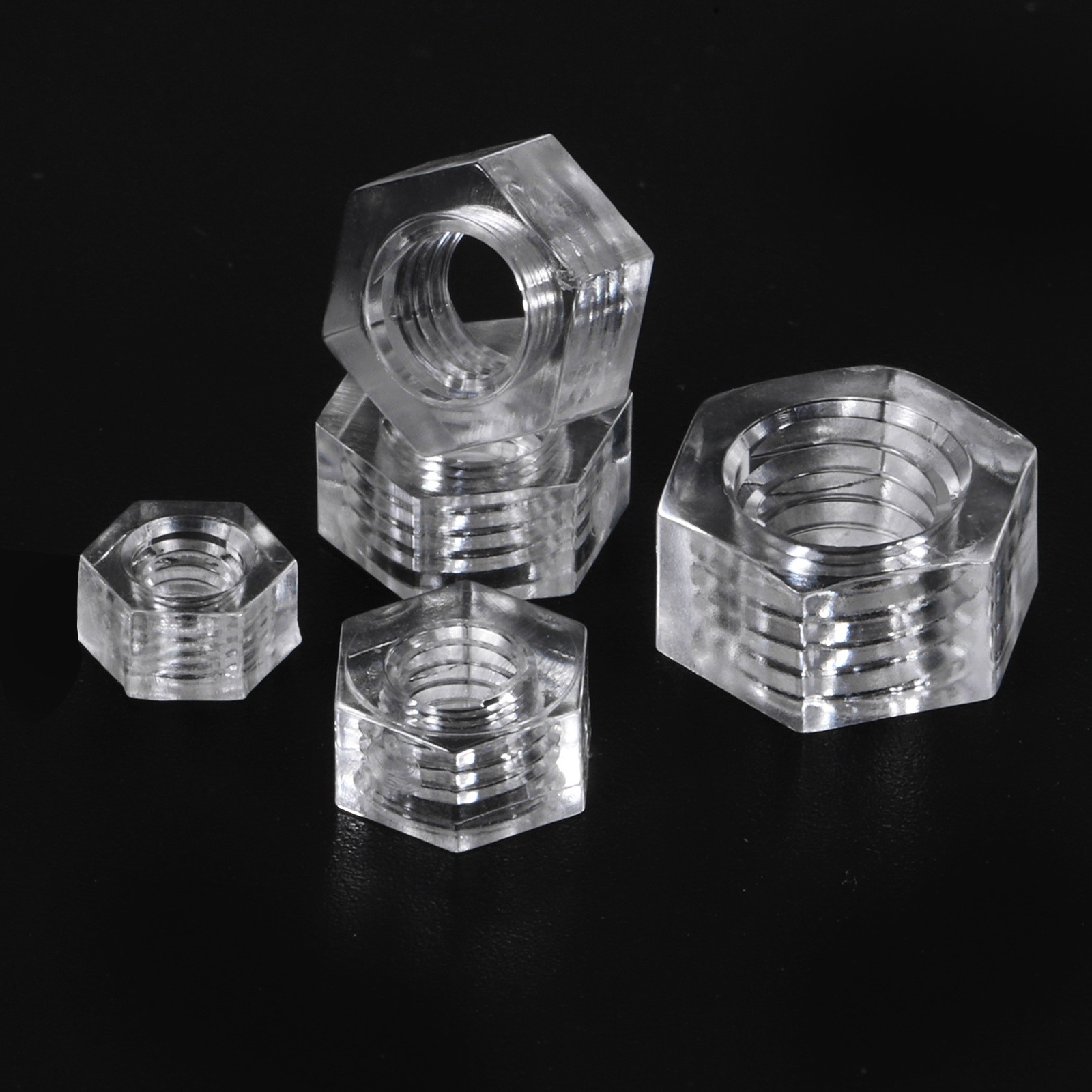 40Pcs Clear Hex Nuts, M2.5 Metric Coarse Thread Machine Acrylic Screw Nuts