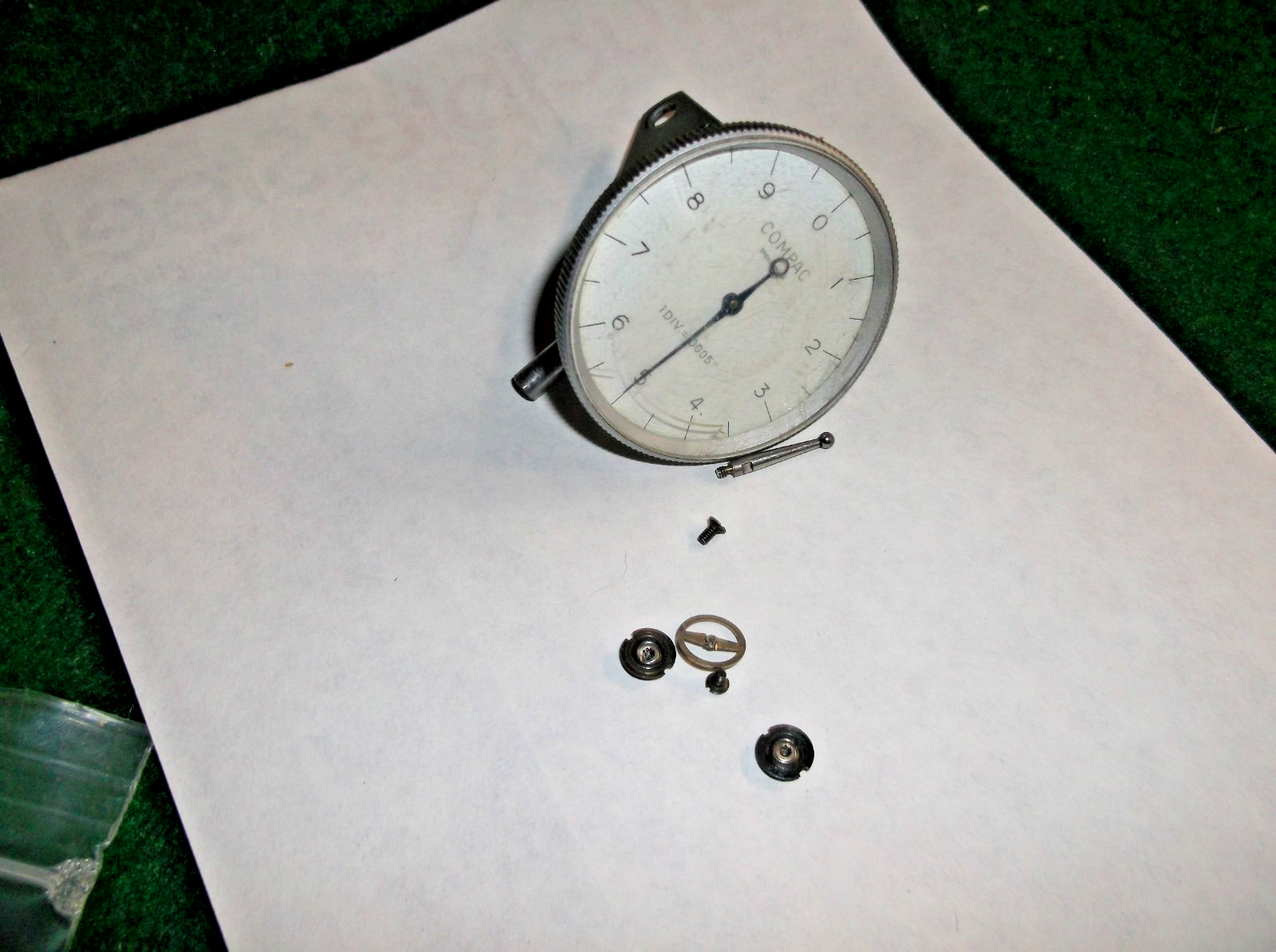 REPAIR NEEDED Compac Geneva Dial Test Indicator  .0005 X .120 Range Each Direct.
