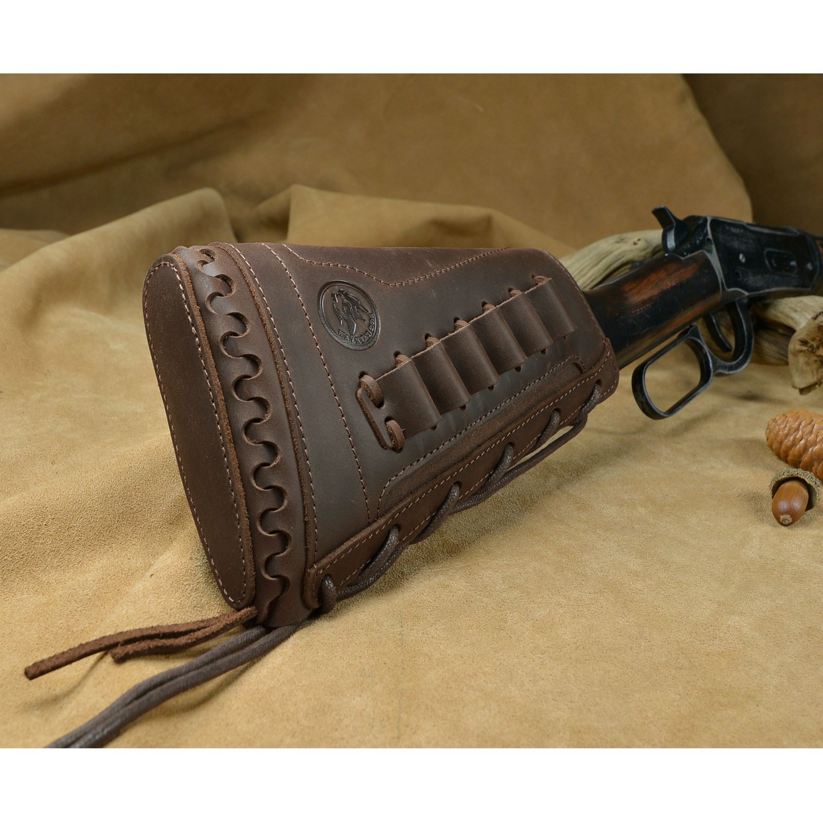 Leather Shell Holder Buttstock Rifle Shotgun Cartridge Cover .30/30 .22 410GA