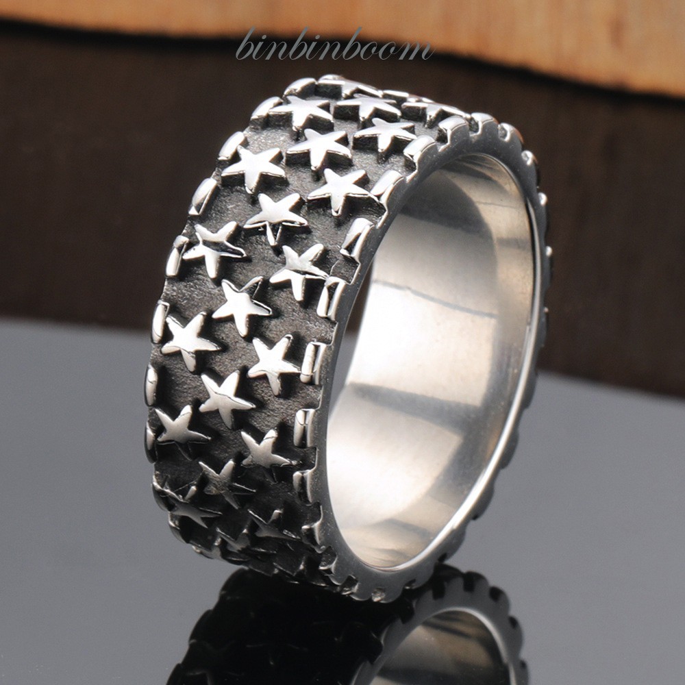 Vintage Men Women Lucky Star Amulet Ring Stainless Steel Fashion Pinky Cool Ring