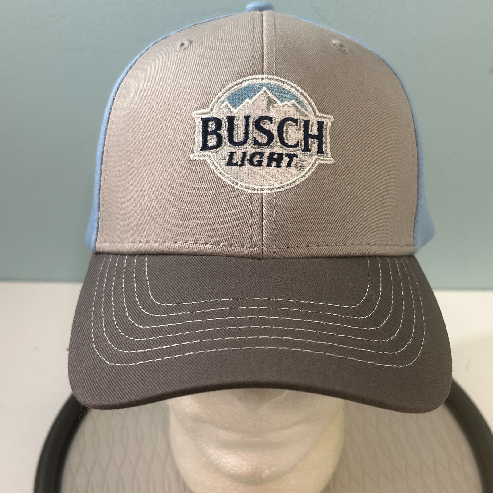 Busch Light Hat Snapback Adjustable Baseball Cap Beer Promo Blue Gray OSFM NEW