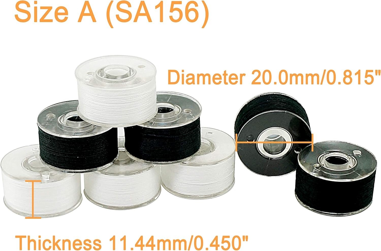 144pc 96White + 48Black Prewound Bobbin Thread Set