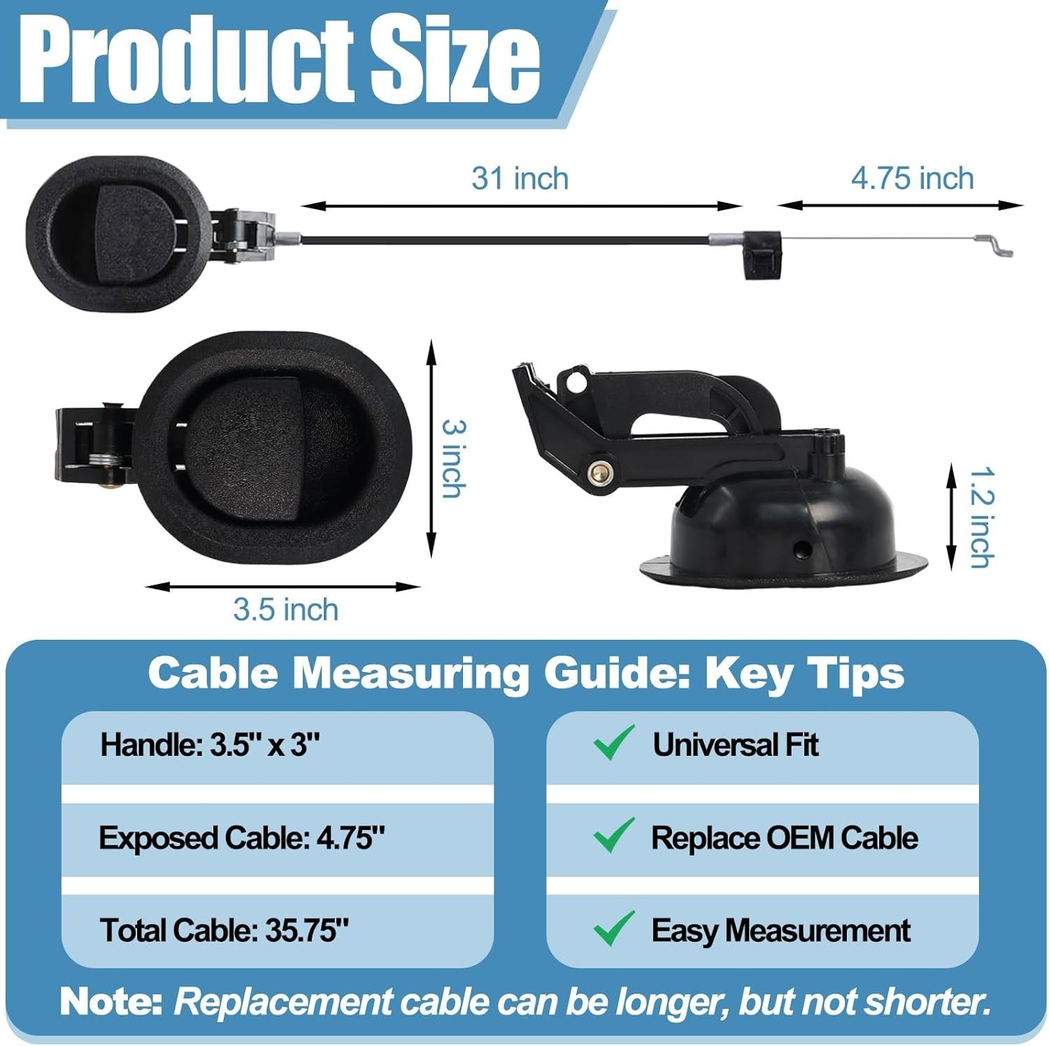 Durable Universal Recliner Pull Handle, Easy 5-Min Installation, Black Plastic