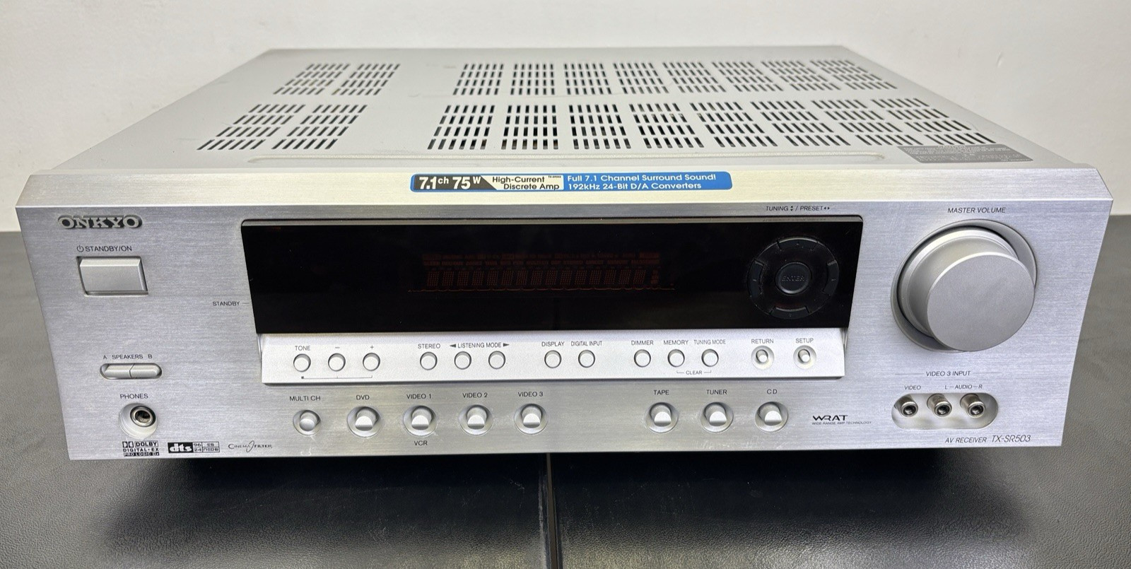 Onkyo 7.1 ch Silver AV Receiver TX-SR503 Working and Looking Great No Remote
