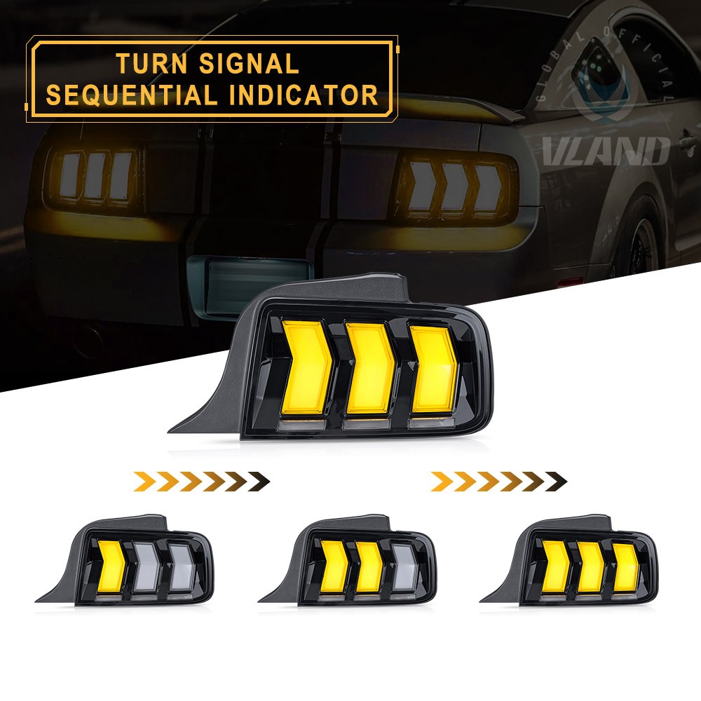 VLAND SMOKED LED Tail Lights For Ford Mustang 2005-09 W/Animation & Sequential