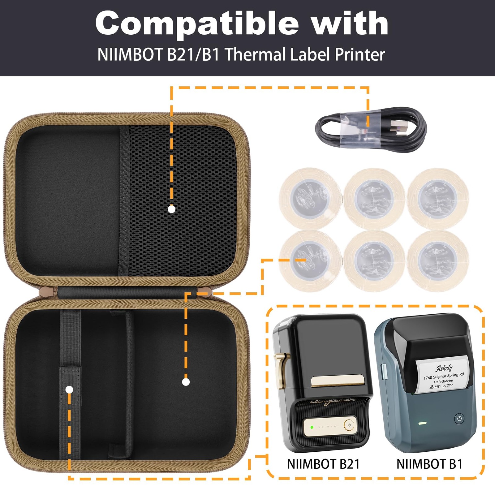 Label Printer Case Compatible with NIIMBOT B21/B21 Pro/B1 Label Maker Thermal...