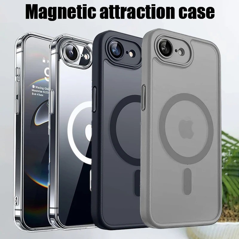 For iPhone 17e Case 16e Phone Cover Magnetic Shockproof Frost Tempered Glass