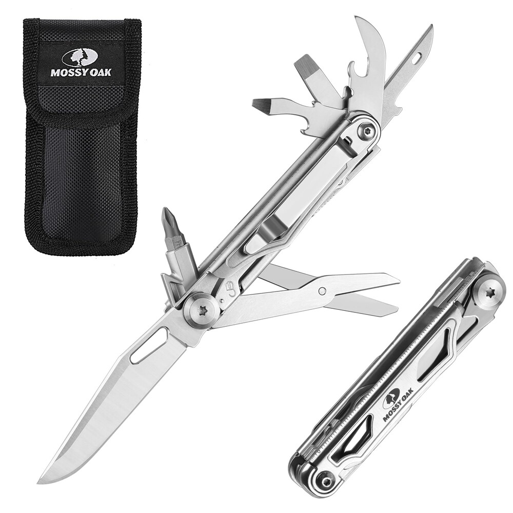 Mossy Oak 12-in-1 Multitool Pocket Knife Folding Pocket Tool Bottle Opener Knife