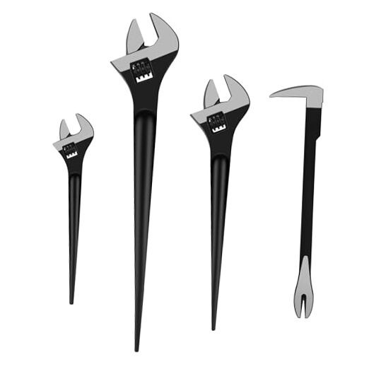 3-Piece Adjustable Spud Wrench and Pry Bar Set - 10", 12" & 16"