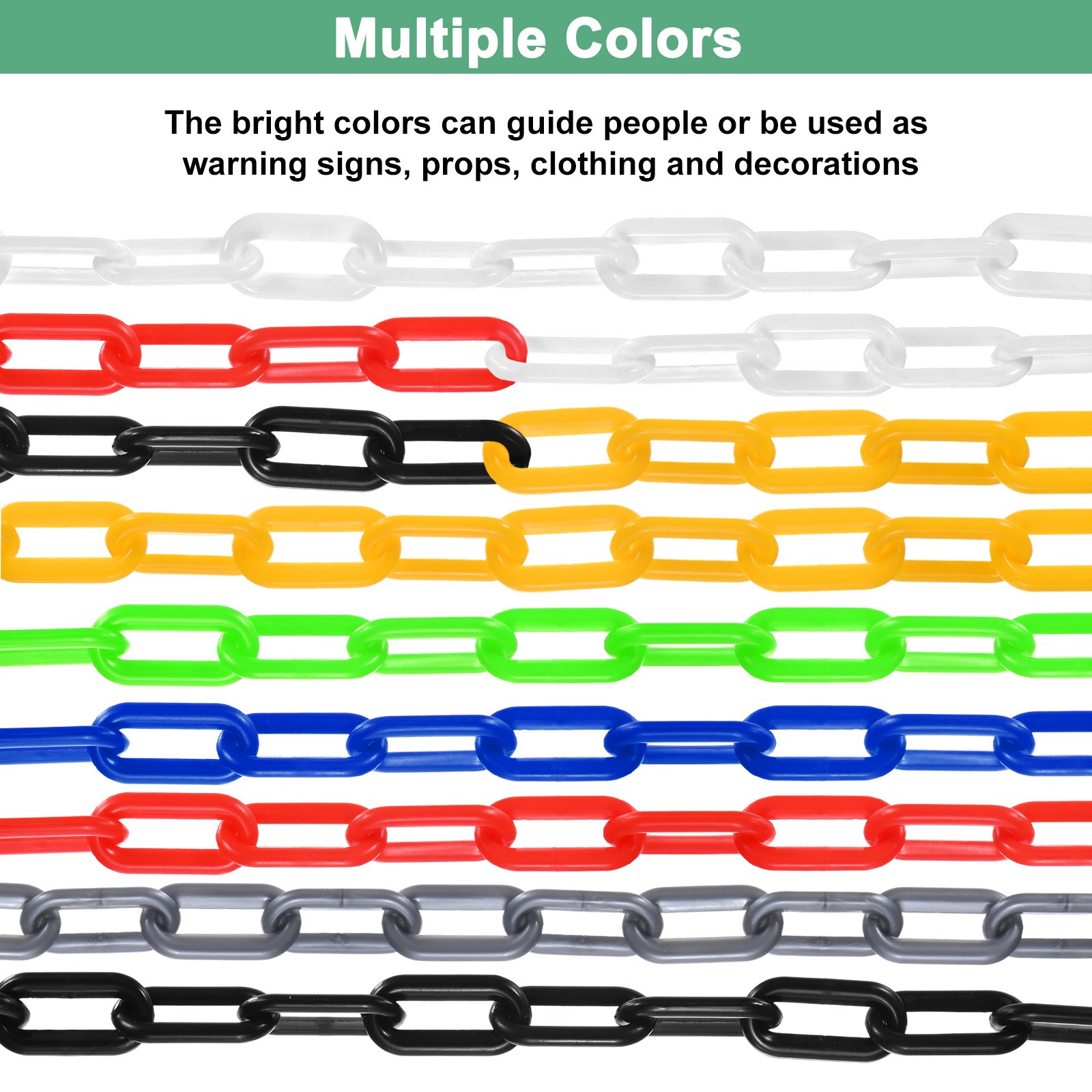 Plastic Barriers Chain, 24Ft Length Gray Plastic Safety Chain Link