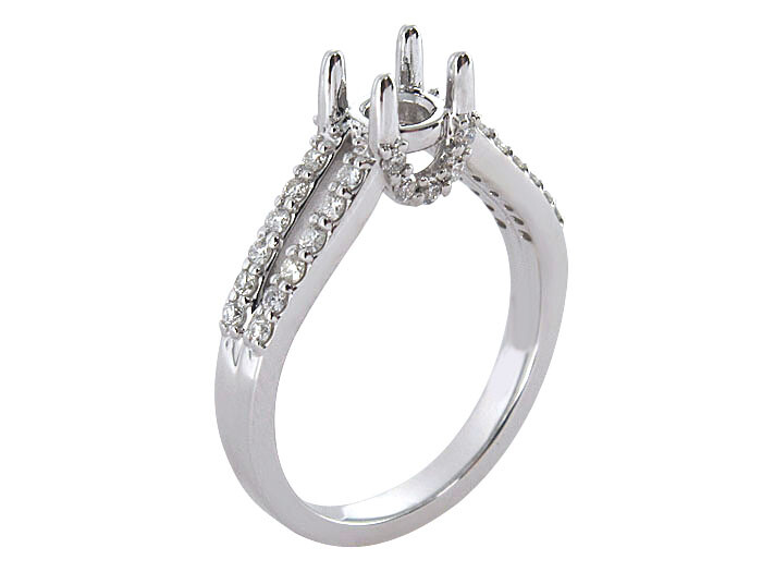 Diamond Engagement Ring In 14kt Solid White Gold, 0.34cts