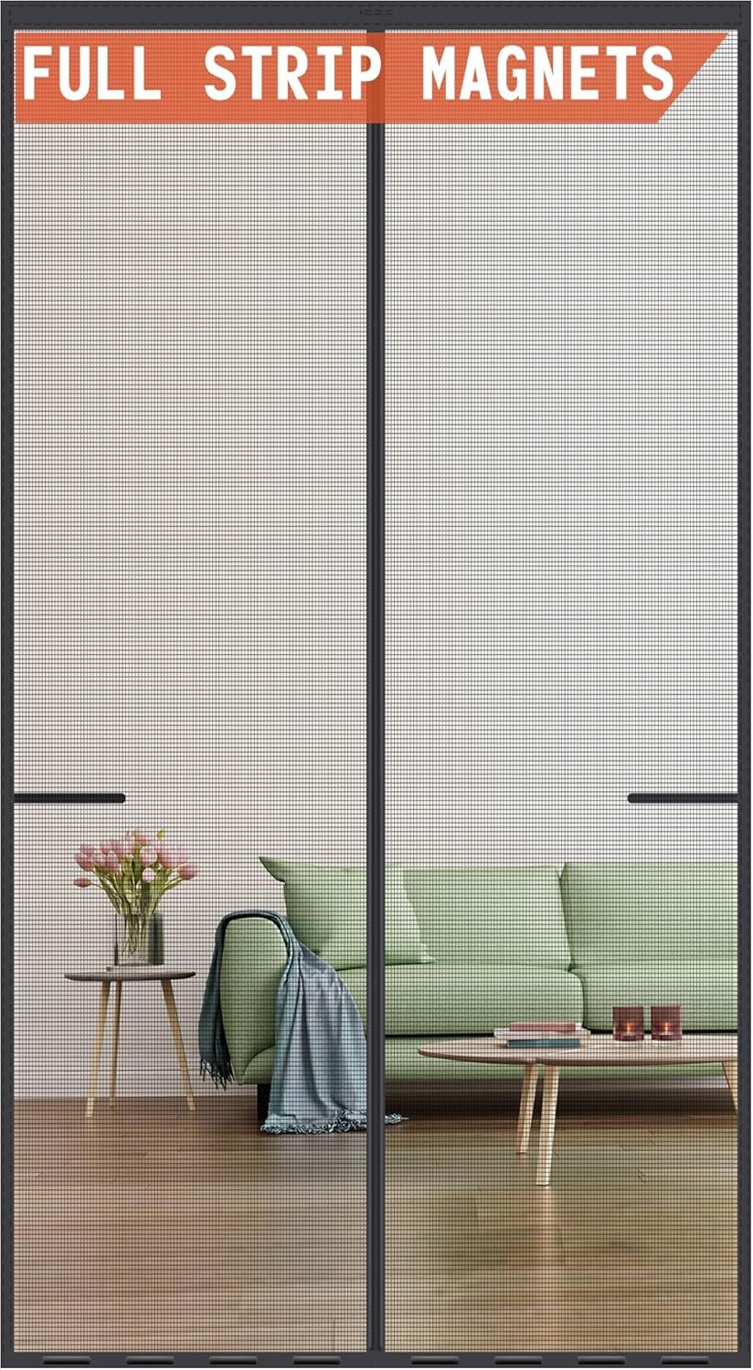 Heavy Duty Magnetic Screen Door with Full Strip Magnets - Fiberglass Mesh