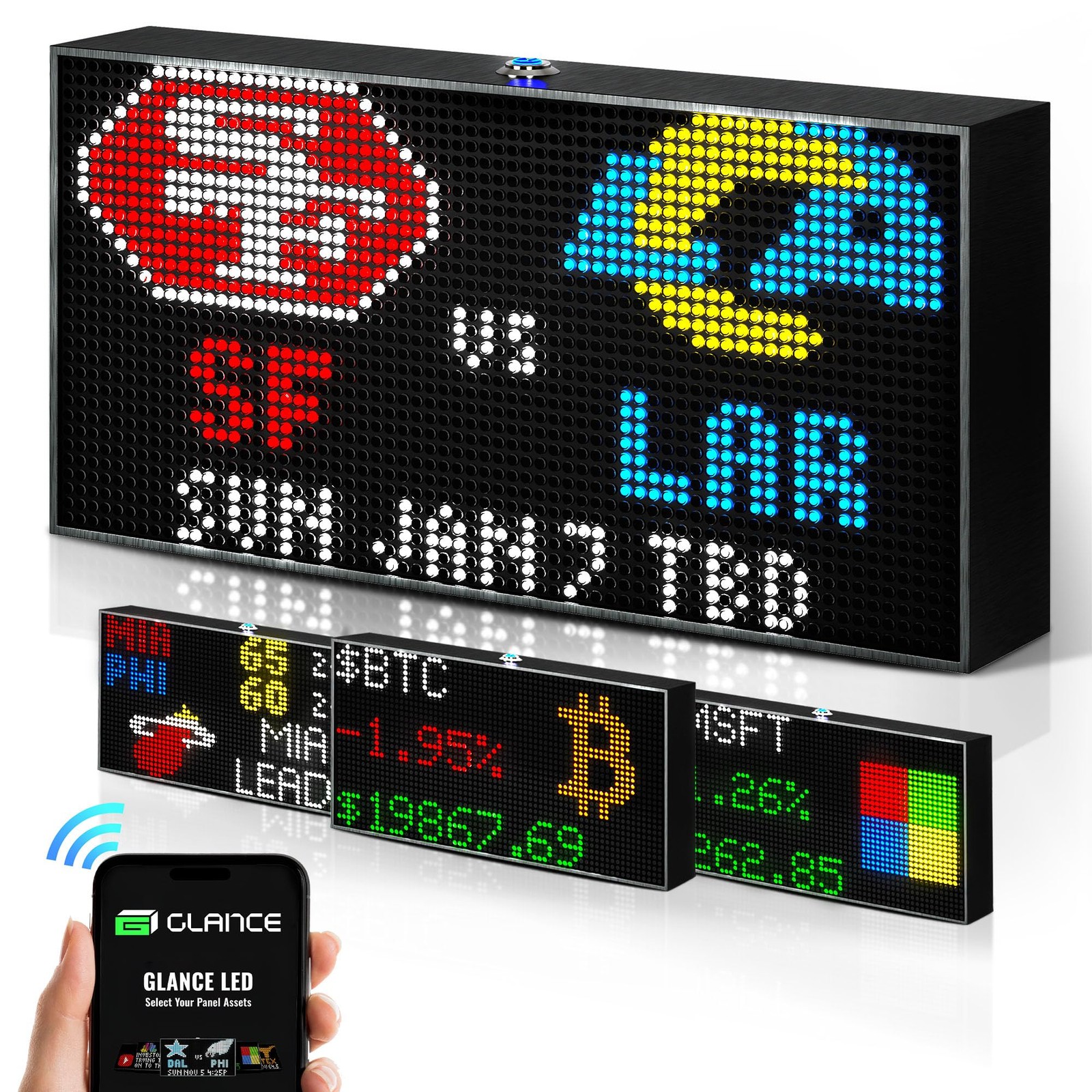 Glance LED Ticker - Customizable LED Display Sports Ticker, LED Display for M...